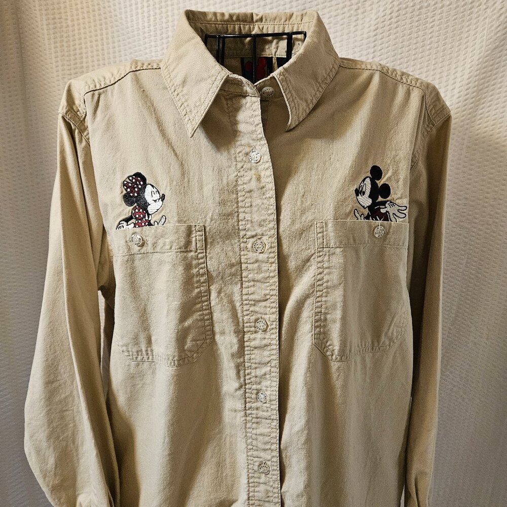 Disney Limited Jerry Leigh Whimsical Safari Mickey & Minnie Kiss Shirt Sz L